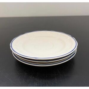 Newcor Saucers Cream Blue Trim Scalloped Stoneware Japan Set of 3 6.25in